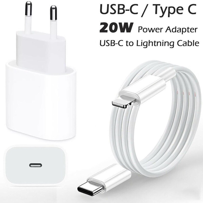 Charger Iph 20 Watt Fast Charging Adaptor USB C To Light Casan Ip Adaptor Kabel 20W Fast Charger