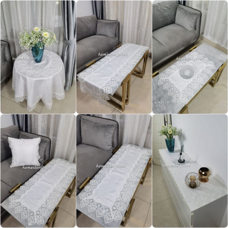 taplak meja tamu taplak bulat table runner katun renda bordir