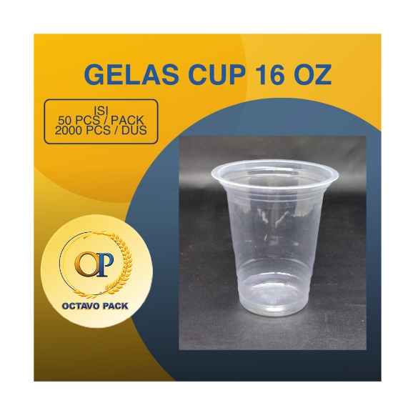 Gelas Cup Plastik 16 Oz Isi @50pcs / Gelas Plastik / Cup PP 16 Oz