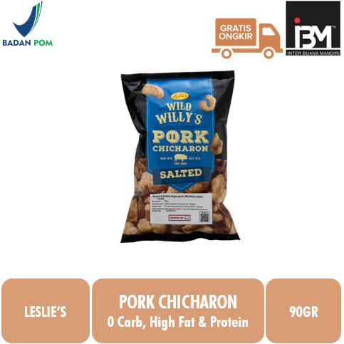 

Leslies Wild Willy Pork Chicharon Salted / Kerupuk Kulit Babi 90gr