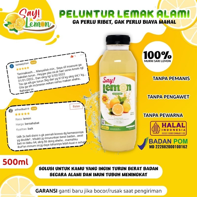 

Saylemon 500ml BPOM Sari Jus juice Air Lemon Peras Asli Ori Original 100% Murni Fresh Segar Sehat Menyehatkan Daya Tahan Tubuh Diet Detox Detoks Langsing Pelangsing Melangsingkan Vitamin C