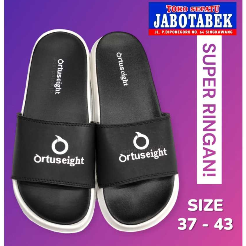 [COD] SANDAL CASUAL SELOP HITAM PUTIH SIZE 37 38 39 40 41 42 43 SOLE KARET PHYLON SUPER RINGAN NON S