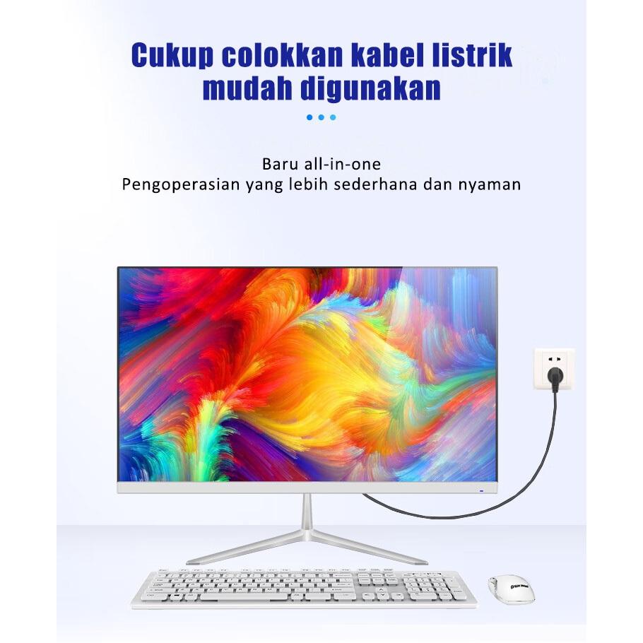 【FREE Install】PC komputer gaming all in one  full set baru core i7 22/24 inch ram8+512gb SSD editing install windows/office-7