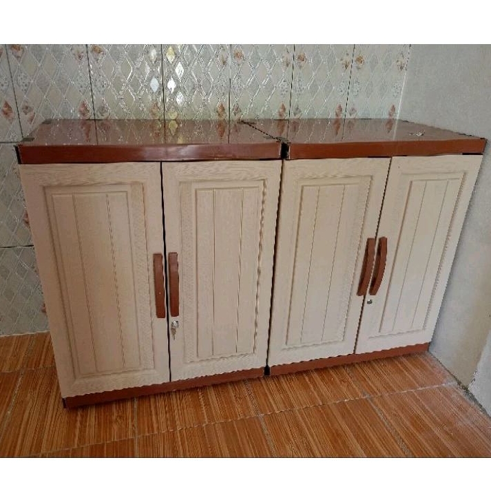 (Grab & Cargo) Lemari Plastik Motif Kayu "mytop" 2 susun + kunci