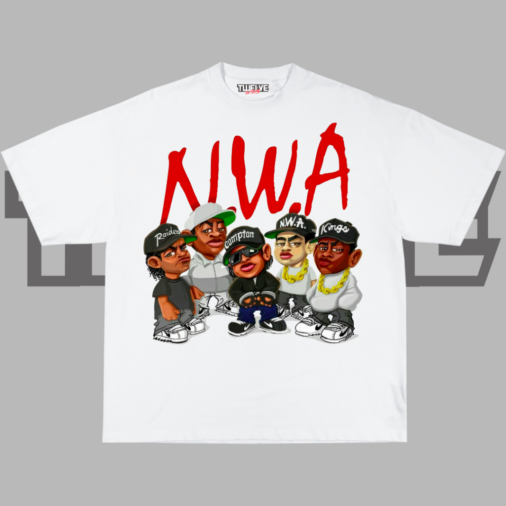NWA White Oversize T-Shirt | Kaos NWA Aesthetic | Atasan Pria Wanita | Baju Cowo Cewe Unisex | Kaos 