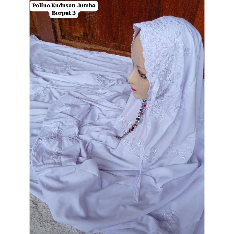 Mukena terusan JUMBO polino silk  bordir KUDUSAN ori bisa COD.