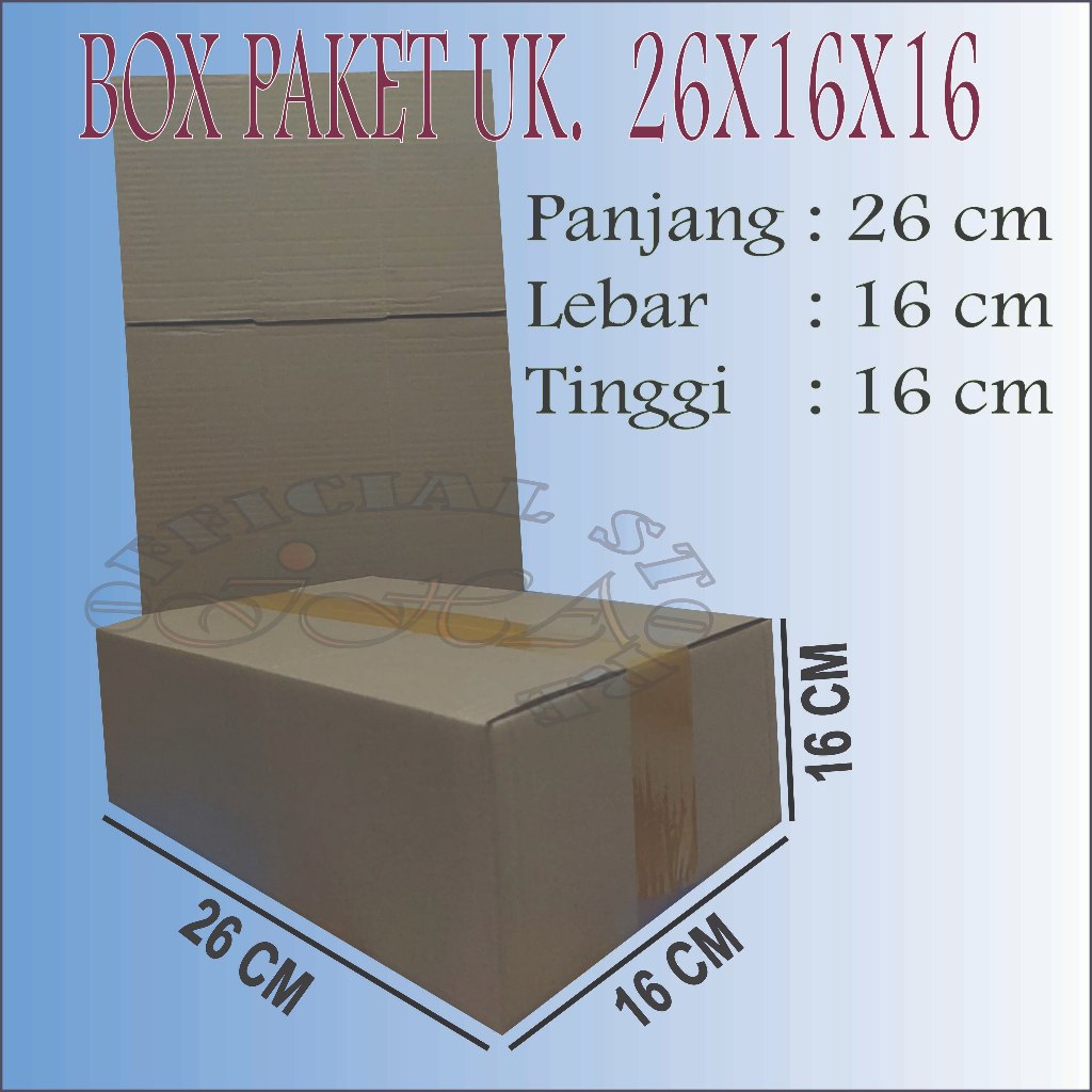 

Kardus packing uk. 26x16x16 Box paket online packaging murah