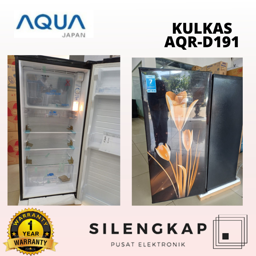 PROMO DISPLAY AQUA AQR D 191 / AQR D 191 LK / LB KULKAS MOTIF BUNGA (1 PINTU) - Flower Yellow