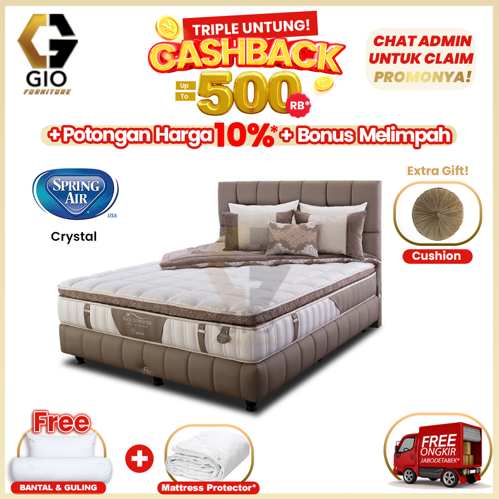 Kasur Spring Air Crystal / Spring Air Springbed Crystal (Full Set Mattress + Divan + Headboard + Bon