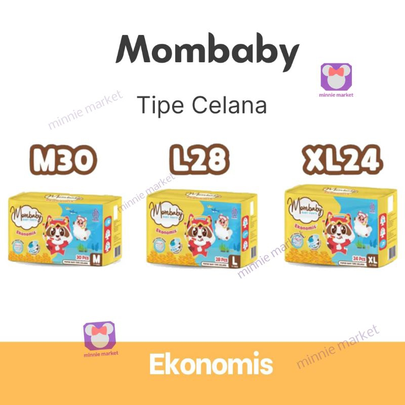 Mombaby Ekonomis M30 / L28 / XL24 / L40 Popok Mombaby Tipe Celana / Mombaby Pants