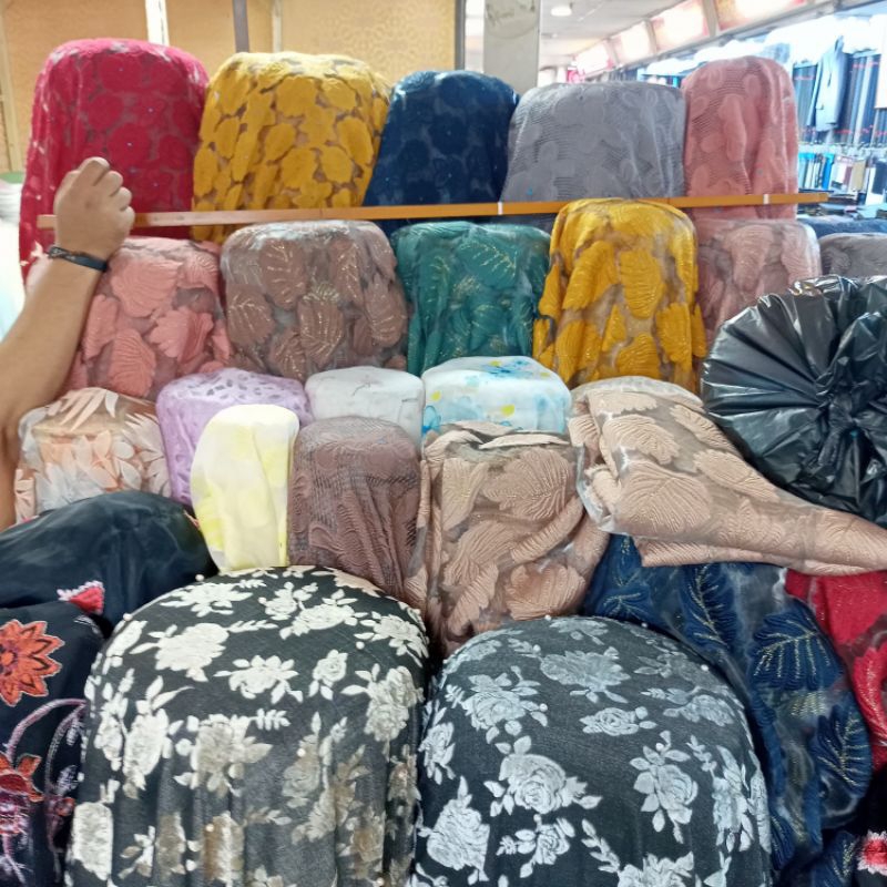 TERMURAH Kain Organza Motif Printing / Kain Organza Bordir PREMIUM