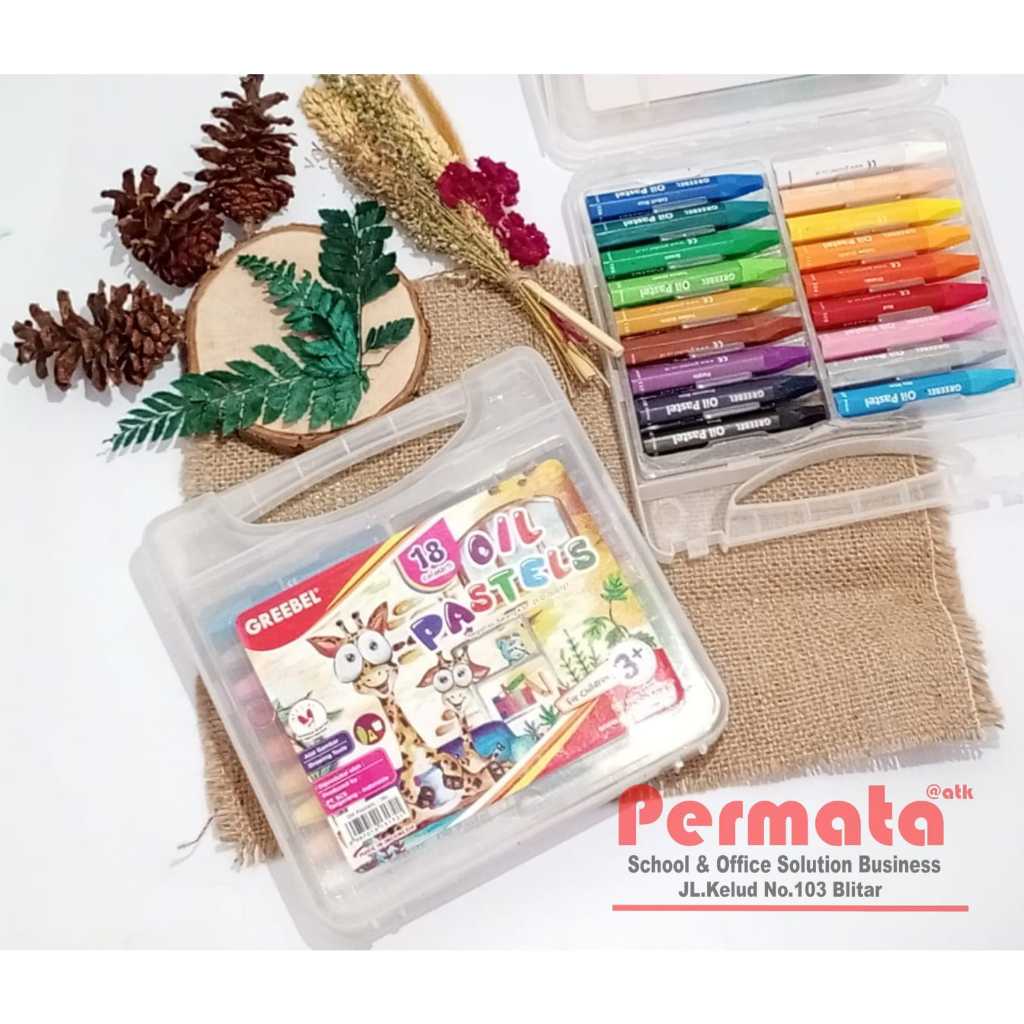 

GREEBEL Crayon Krayon Kids Oil Pastel 18 Warna (18C) tdk berdebu cerah utk anak sekolah