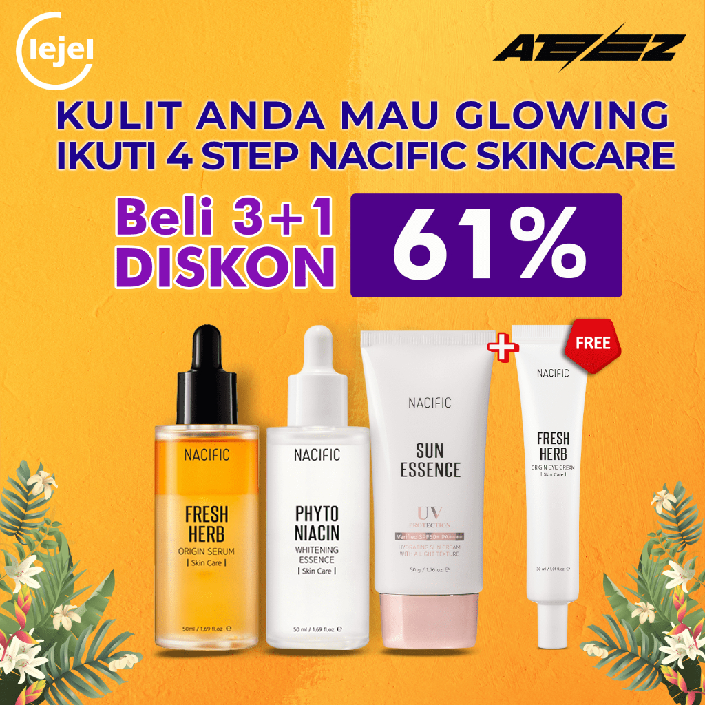 NACIFIC K-GLOWING X ATEEZ SKINCARE ( Serum 50ml +Essence 50ml +  Sun Essence SPF50 50Gr) PACKAGE