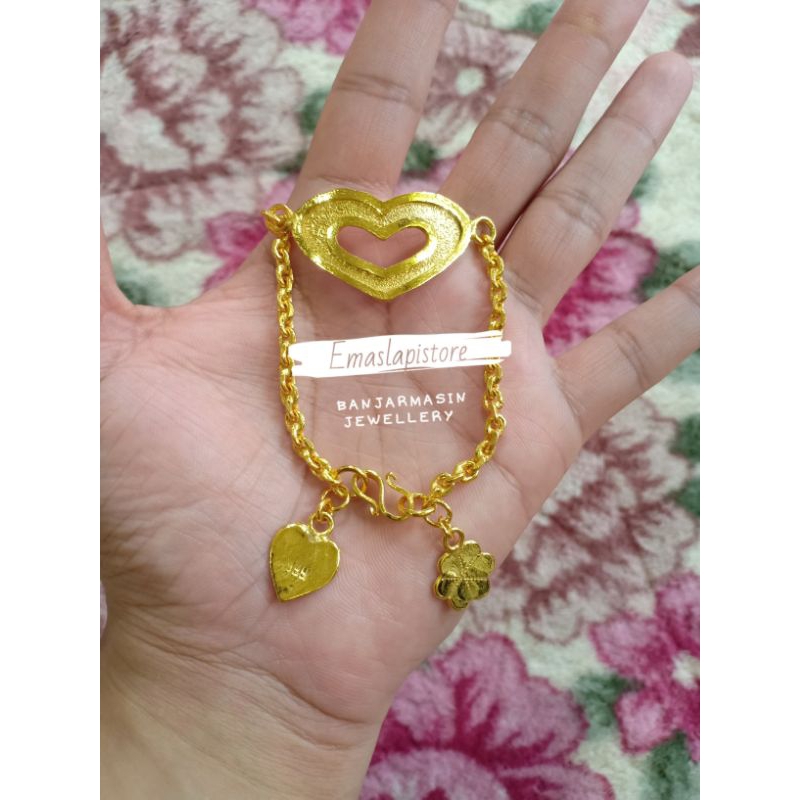 Gelang Belitung Sela Love Walss Lapis Emas 999 Banjar