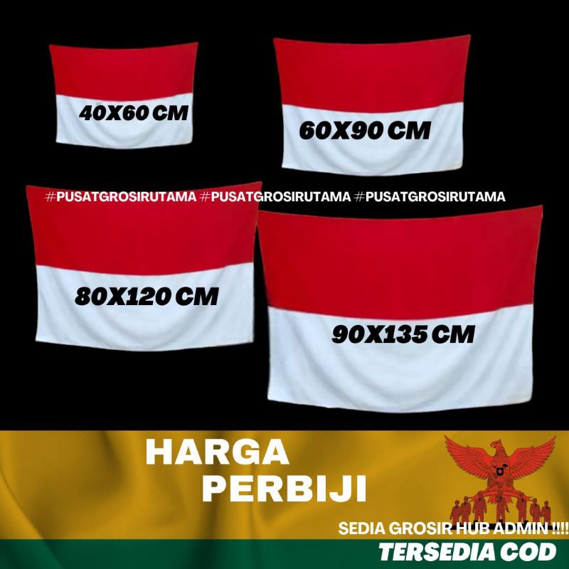 Bendera merah putih indonesia 40x60 cm 60x90 cm 80x120 cm bahan satin