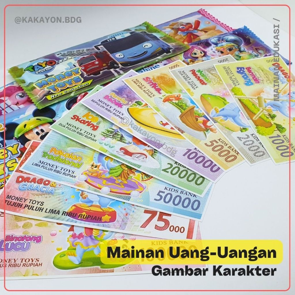 Mainan Uang-Uangan Kertas Gambar Karakter