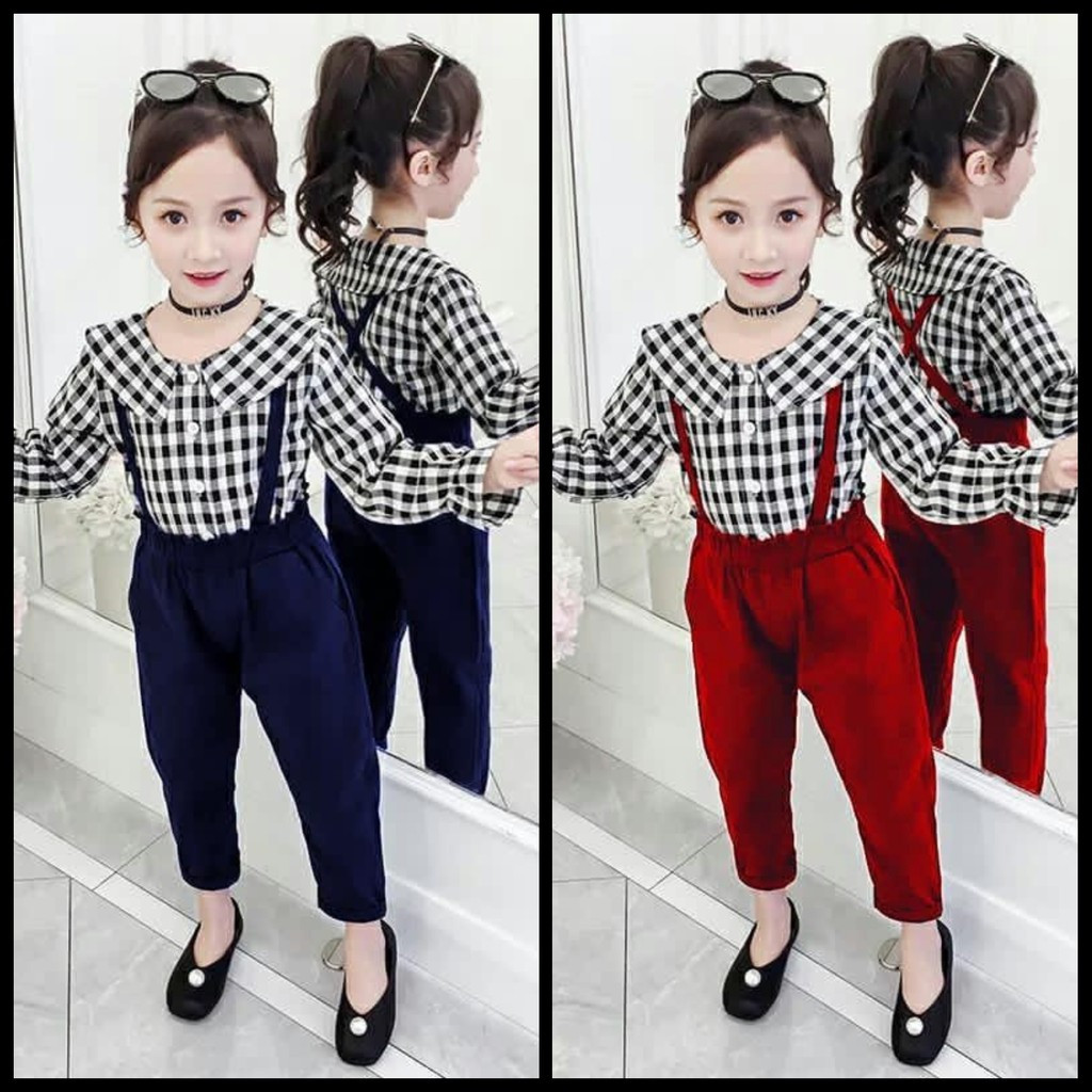 SETELAN BAJU + CELANA OVERAL ANAK PEREMPUAN CEWEK 3 4 5 6 TAHUN PREMIUM KOREAN STYLE KEKINIAN VIVINA