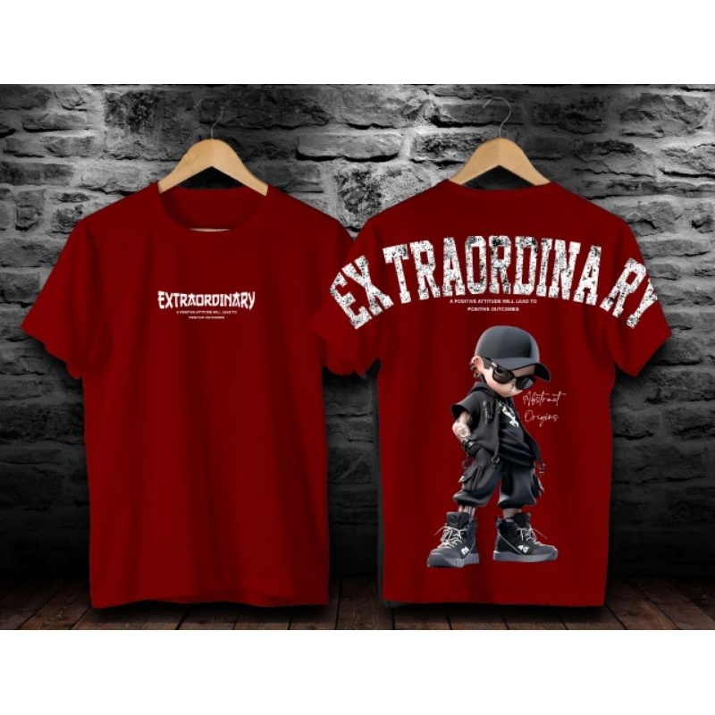 Baju Kaos Distro Motif EXTRAORDINARY T-Shirt Atasan Pria Kaos Pria Kaos Terbaru Kaos Premium  Kaos O