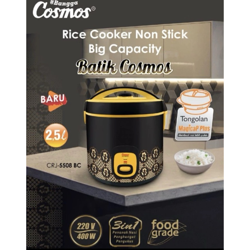 MAGIC COM COSMOS 5508 - RICE COOKER COSMOS 2.5LITER - MAGIC COSMOS 2.5LITER - MEJIK KOM MURAH COSMOS