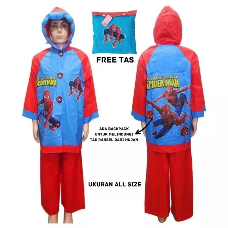 JAS HUJAN SETELAN JAKET CELANA ANAK MOTIF KARAKTER KARTUN LUCU serbuuu