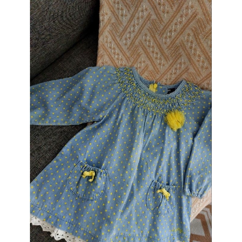 preloved smocked dress baby girls brand allo & lugh smocked bishop smock leher like a new not tykes 
