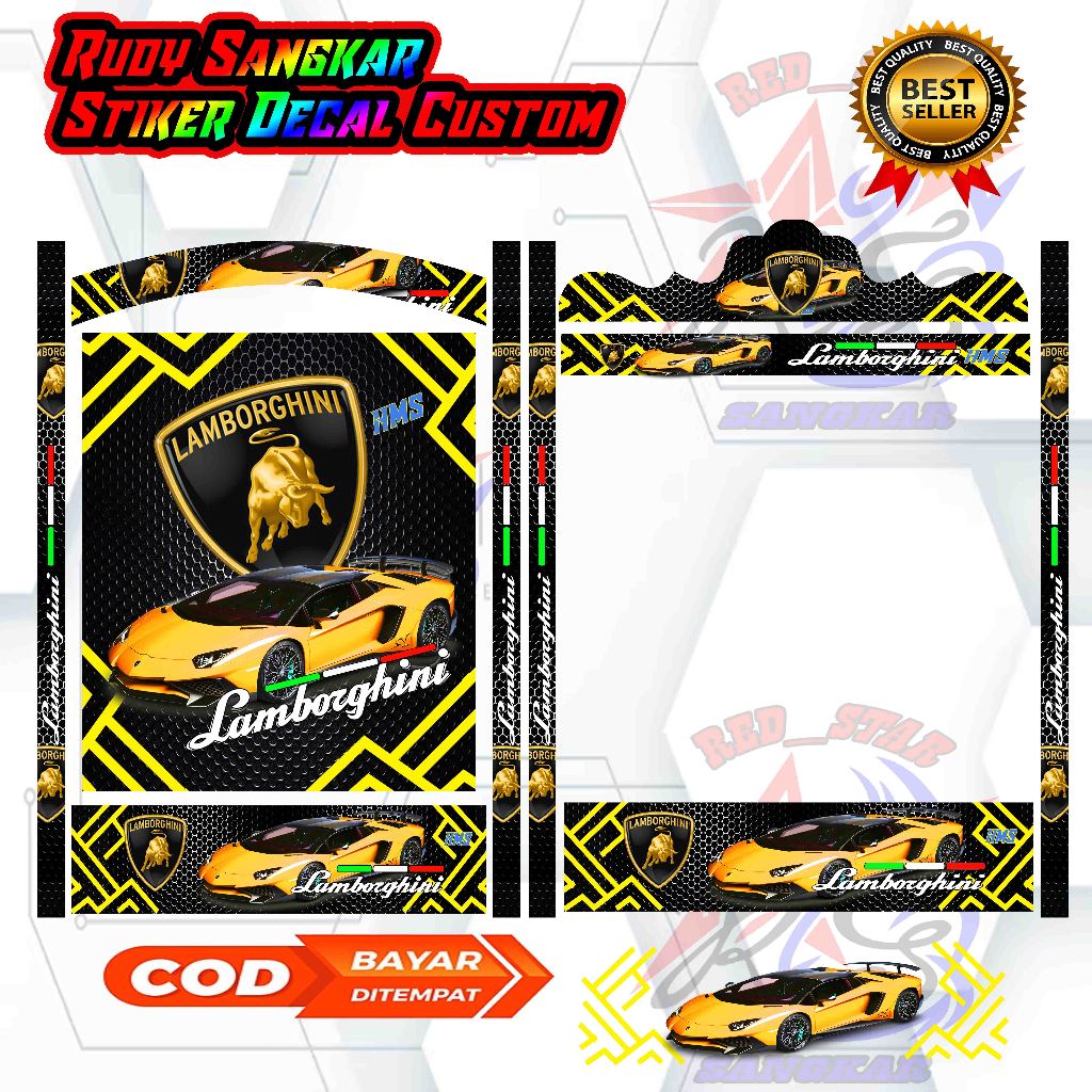 STIKER DECAL SANGKAR BURUNG MOTIF LAMBORGHINI