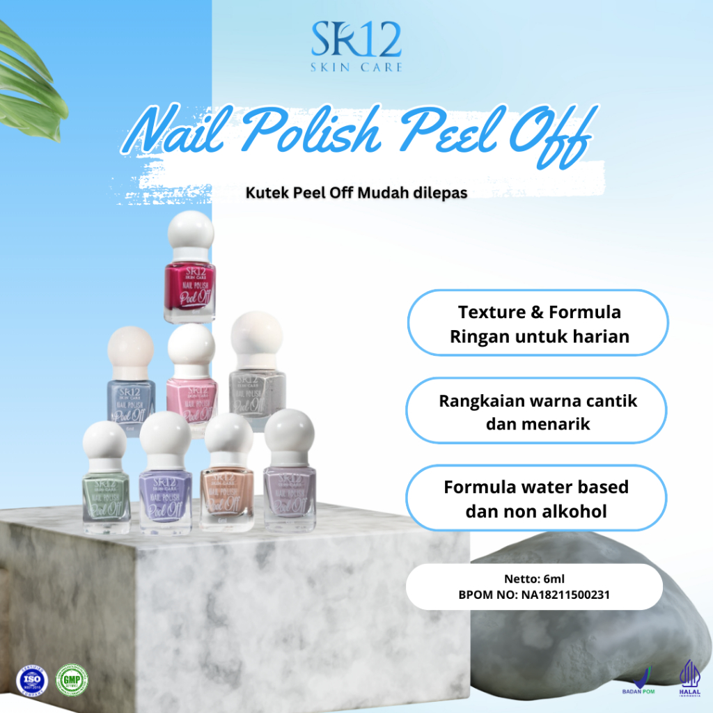 KUTEK HALAL NAIL POLISH SR12 / TERSEDIA ALL COLOUR WARNA / MAROON / NUDE / PINK / SKY BLUE / LILAC /