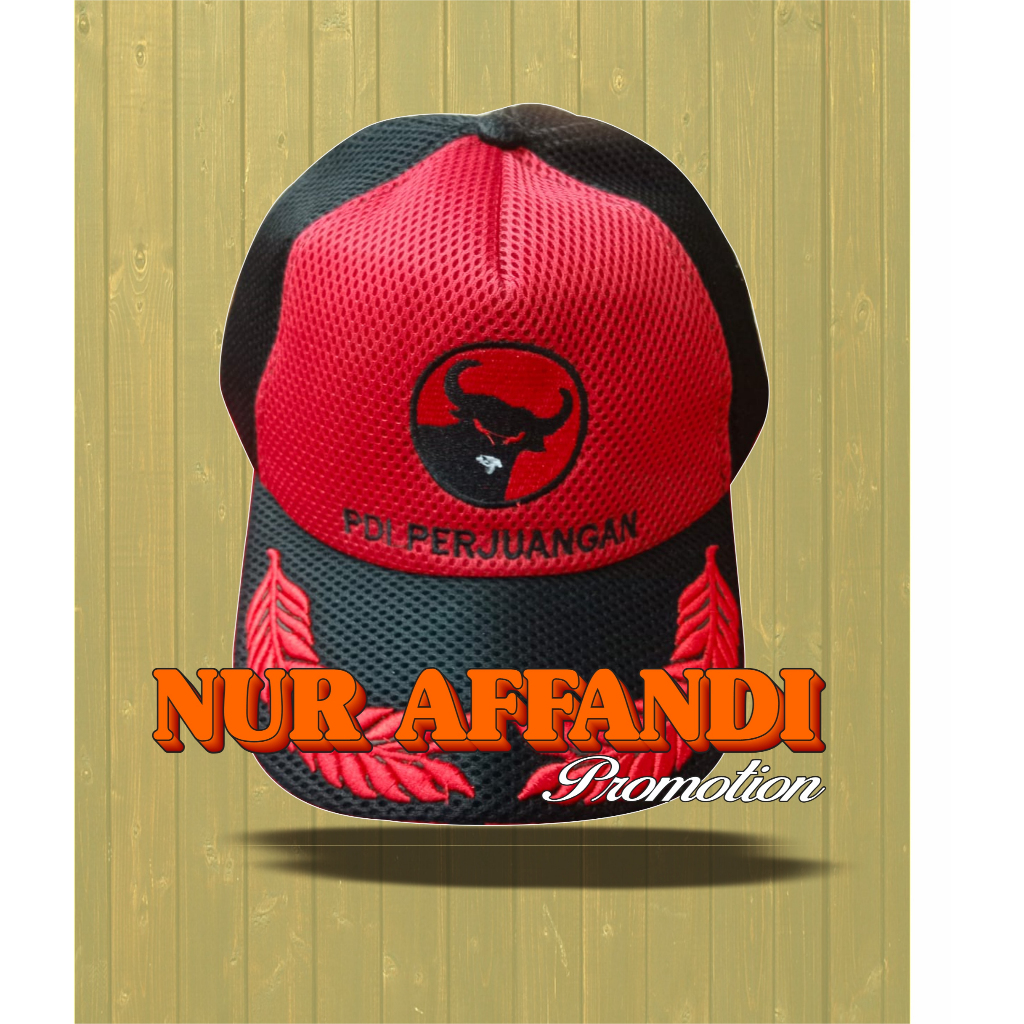 Topi Jaring PDI Perjuangan Logo full Bordir