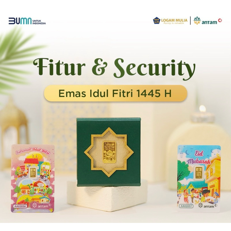 LM emas Antam Edisi Idul Fitri Eid Mubarak 0,5gr & 1 gram - Kado lebaran puasa idul fitri 2024