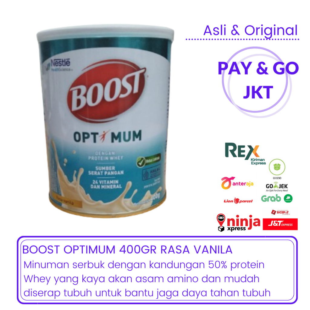 

BOOST OPTIMUM 400GR RASA VANILA - MINUMAN BERGIZI UNTUK KESEHATAN OPTIMAL