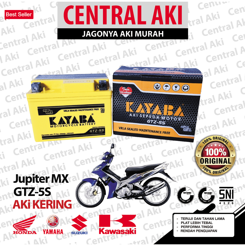 Aki Motor Jupiter New MX KAYABA GTZ5S Aki Kering