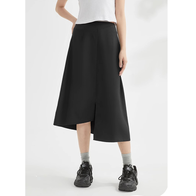 Rok Split Korea Style Rok Belah Selutut Polos Hitam