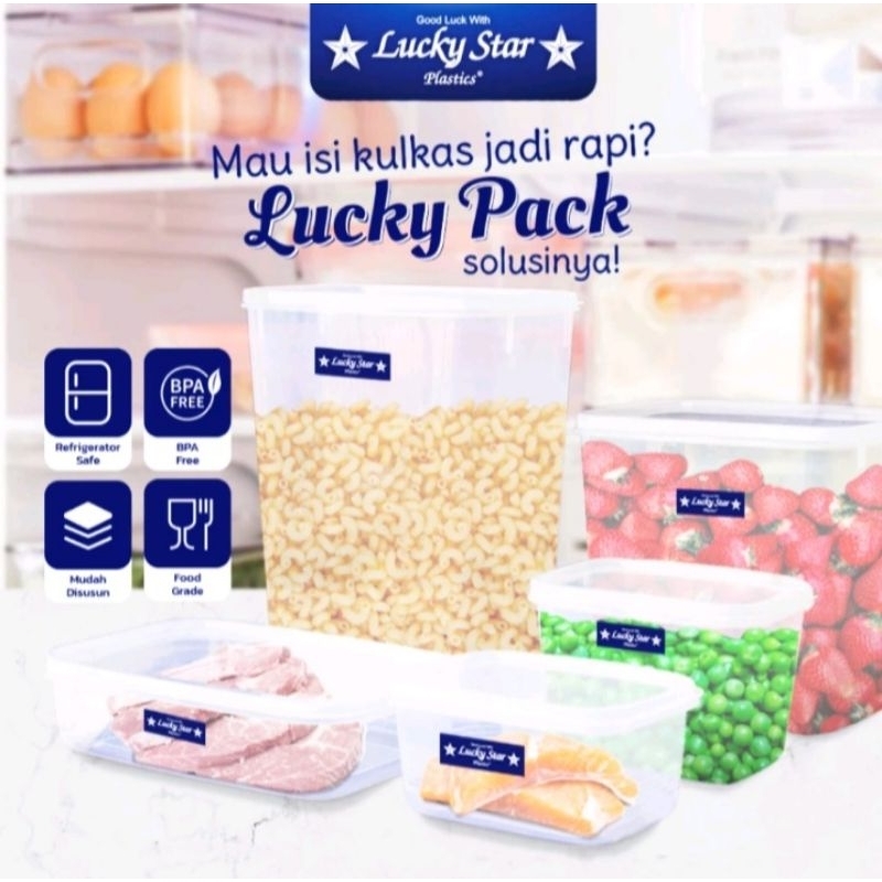 Lucky Pack Kotak Wadah Penyimpanan Makanan Lucky Star Plastik Transparan 1800 2700 ml Serbaguna