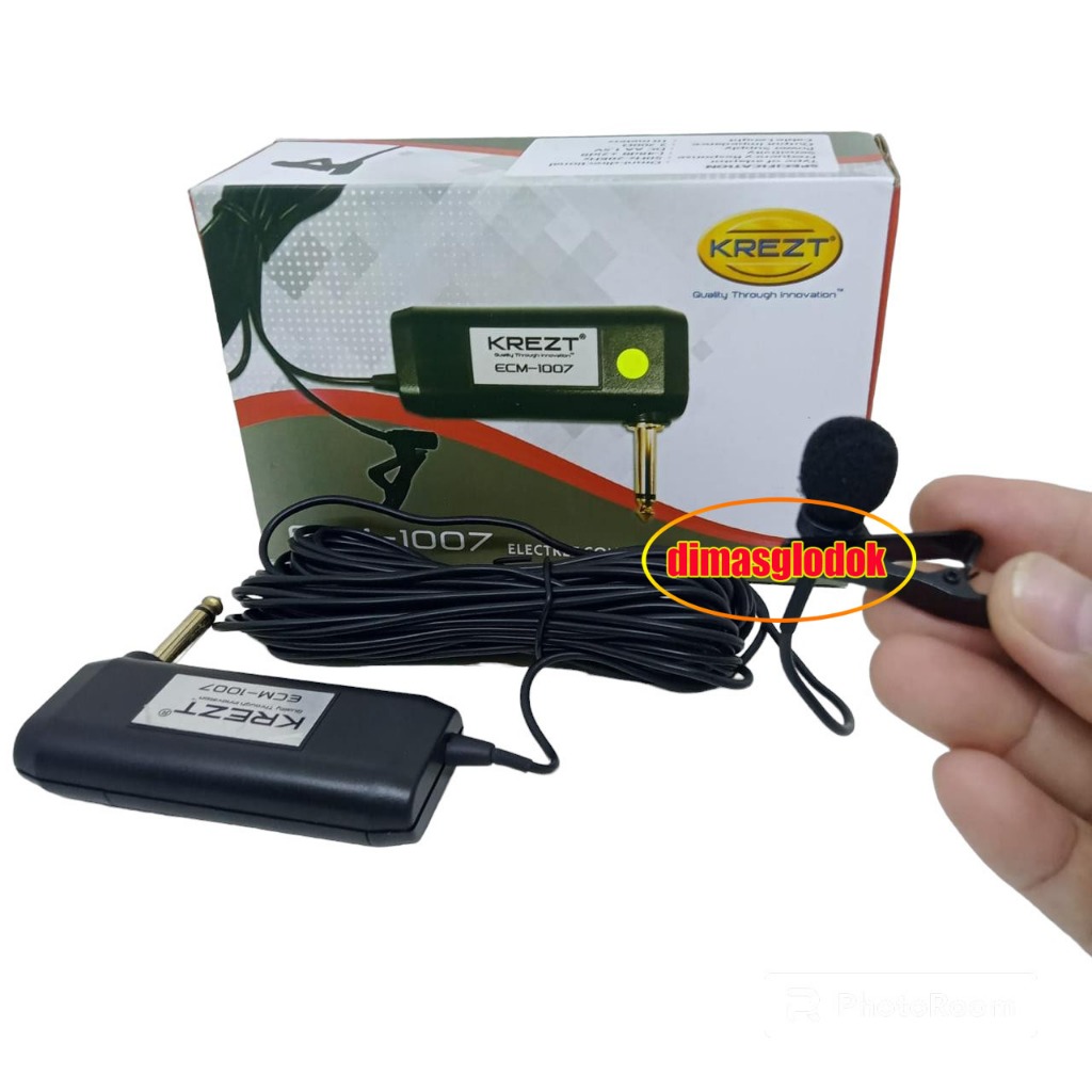 KREZT  ECM 1007 Microphone Condensor Mic Clip On Krezt ECM1007 Mik Kabel Panjang 10 Meter