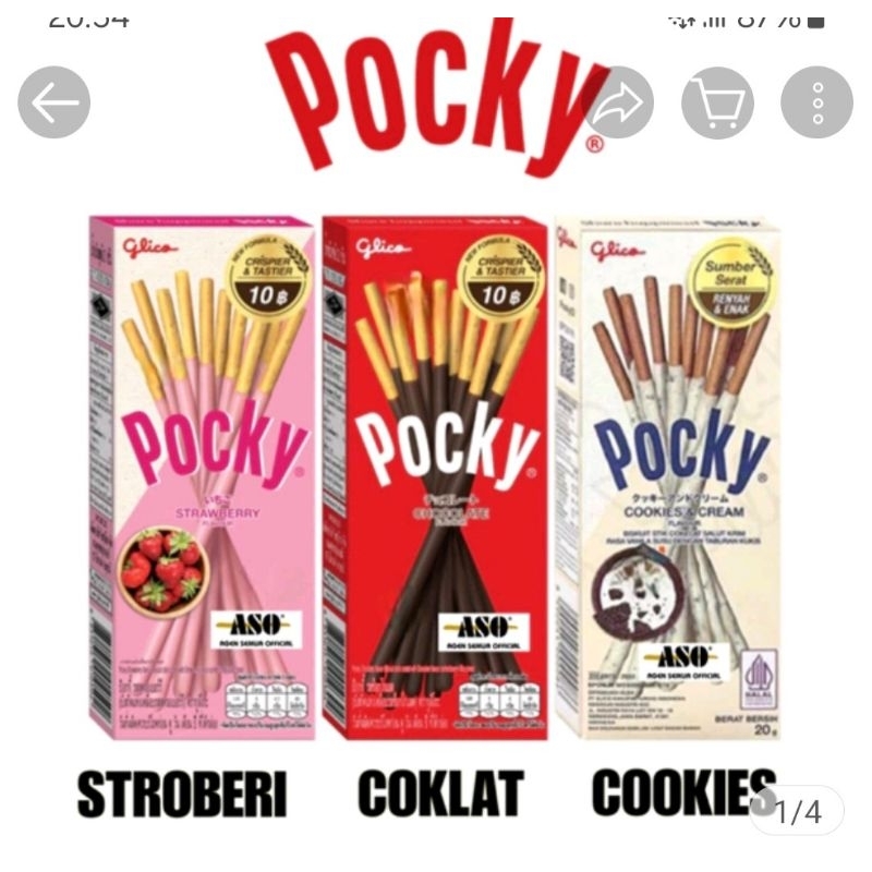 

pocky pejoy 21gr ada 3farian rasa 1bok isi 10 pcs