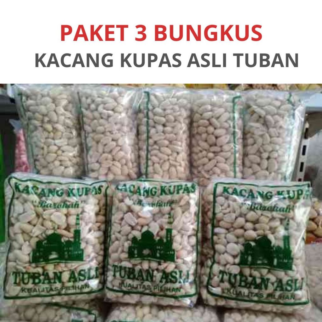 

3 BUNGKUS - Kacang Kupas Mentah Tuban kemasan 350 gr