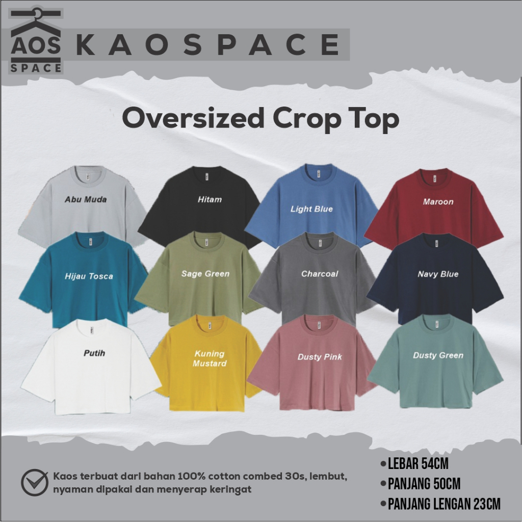 Kaos Oversized Crop Top Premium