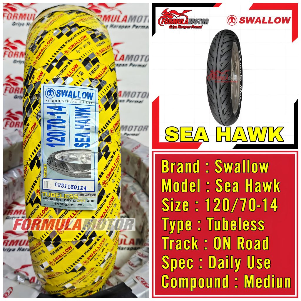 120/70-14 Swallow Sea Hawk Ring 14 Tubeless - Ban Belakang PCX-150, Vario-160 Tubles SB115 SB-115