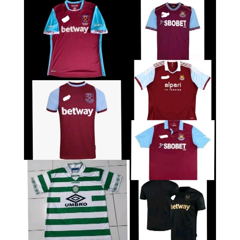 Jersey Celtic 1997/Jersey Celtic 1998 Printing/Jersey Westham 2010/Jersey Westham 2011/Jersey Westha