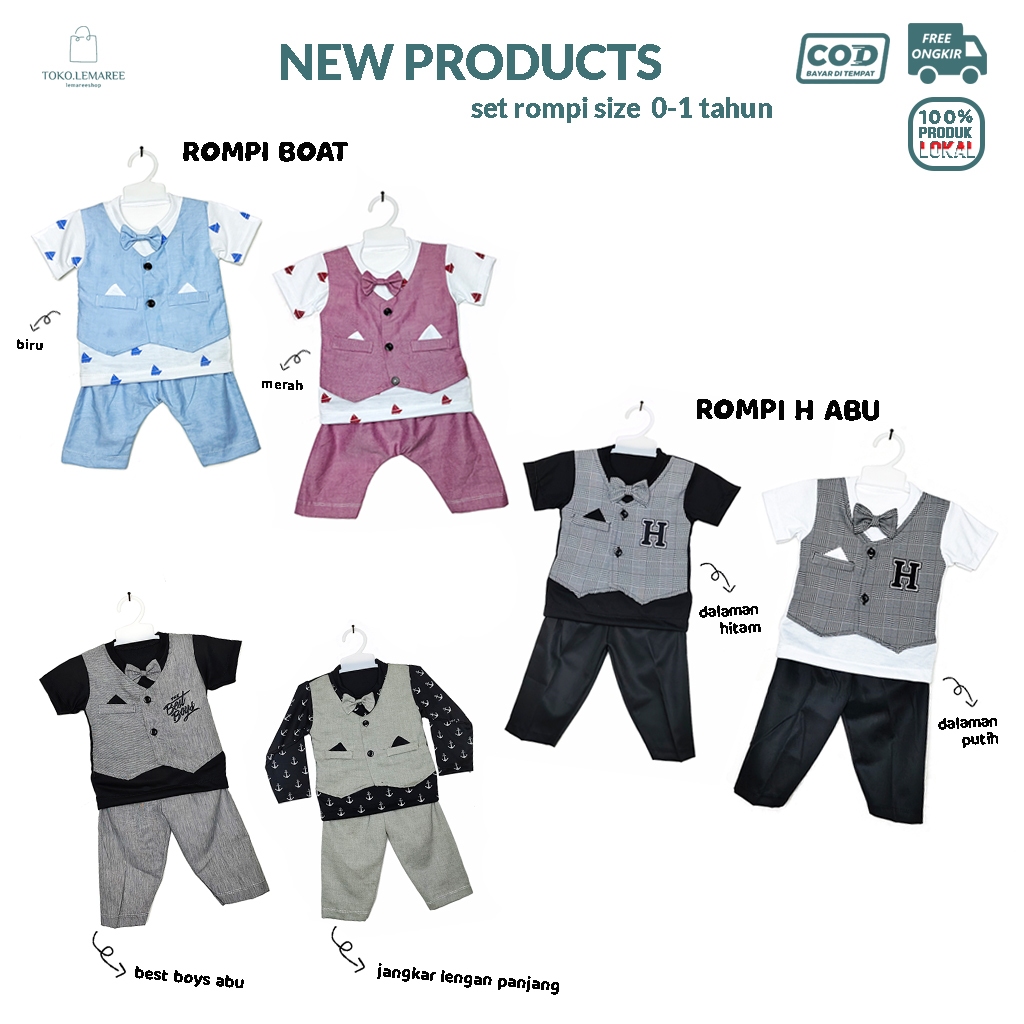( DI BAWAH 1 TAHUN BOY ) SETELAN ROMPI ANAK BAYI LAKI-LAKI by toko.lemaree / BOYS VEST / BAJU PESTA 