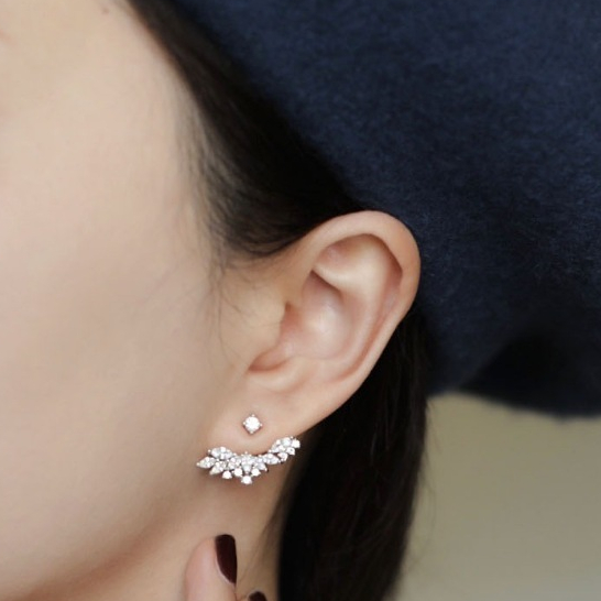 Everleigh Day SILVER 916 14/16/18K Gold Platted Earing Anting Diamond Elegant Simple Korea