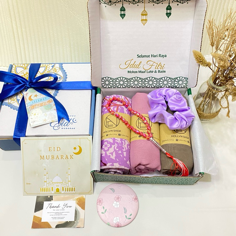 

hampers lebaran hijab motif cantik / hampers hijab segiempat