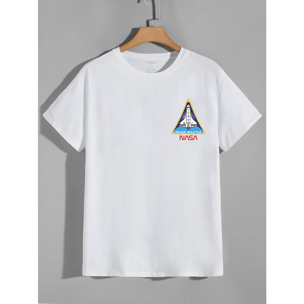 Tshirt Kaos Pria Wanita Warna Putih Premium Motif Nasa / Kaos Distro Bahan Katun / Kaos Motif Simpel