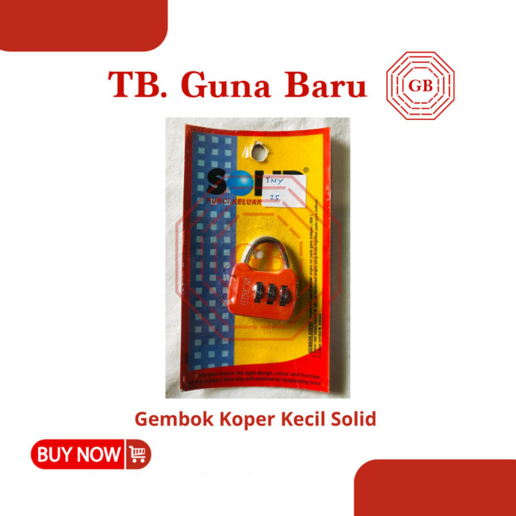 Kunci Gembok Kecil Tas Koper Travel Nomor Kode Angka Merk SOLID