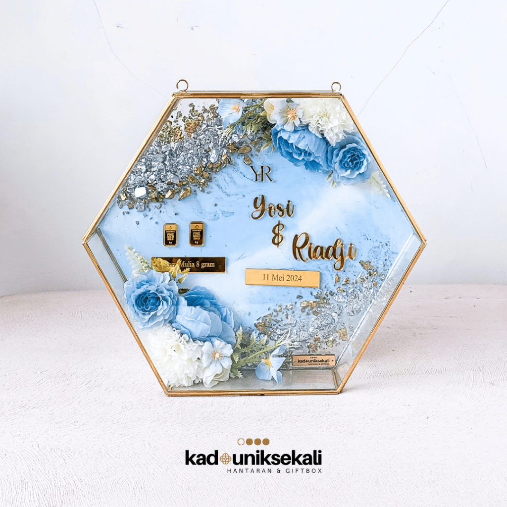 HEXAGONAL RESIN MAHAR RUSTIC FULL GLASS | MAHAR RESIN PERNIKAHAN | MAHAR RESIN TERARIUM