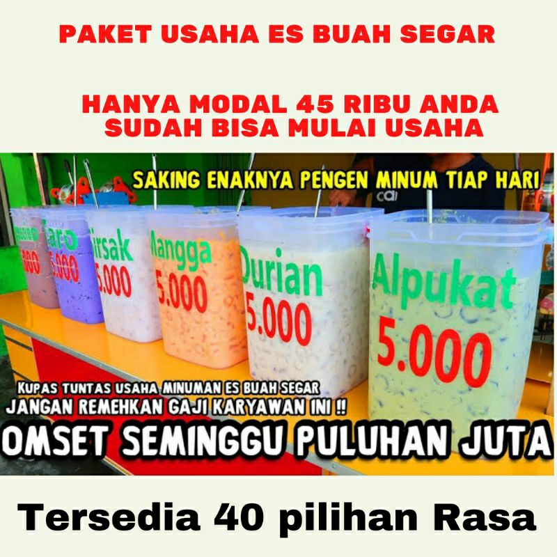 PAKET BUBUK MINUMAN ES BUAH SEGAR VIRAL 1 KG / BUBUK MINUMAN ANEKA RASA  1 KG /BUBUK MINUMAN BOBA  /