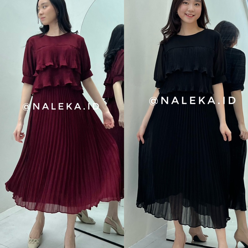 N336 dress casual kondangan , dress hitam elegant , dress pesta korean look