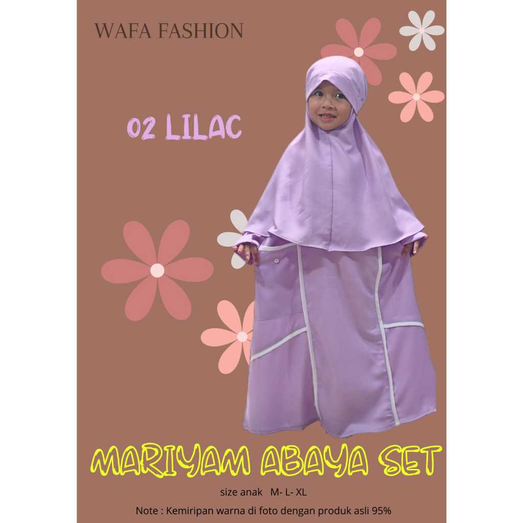 BAJU ANAK POLOSAN ABAYA MARIAM SET KHIMAR WARNA LILAC