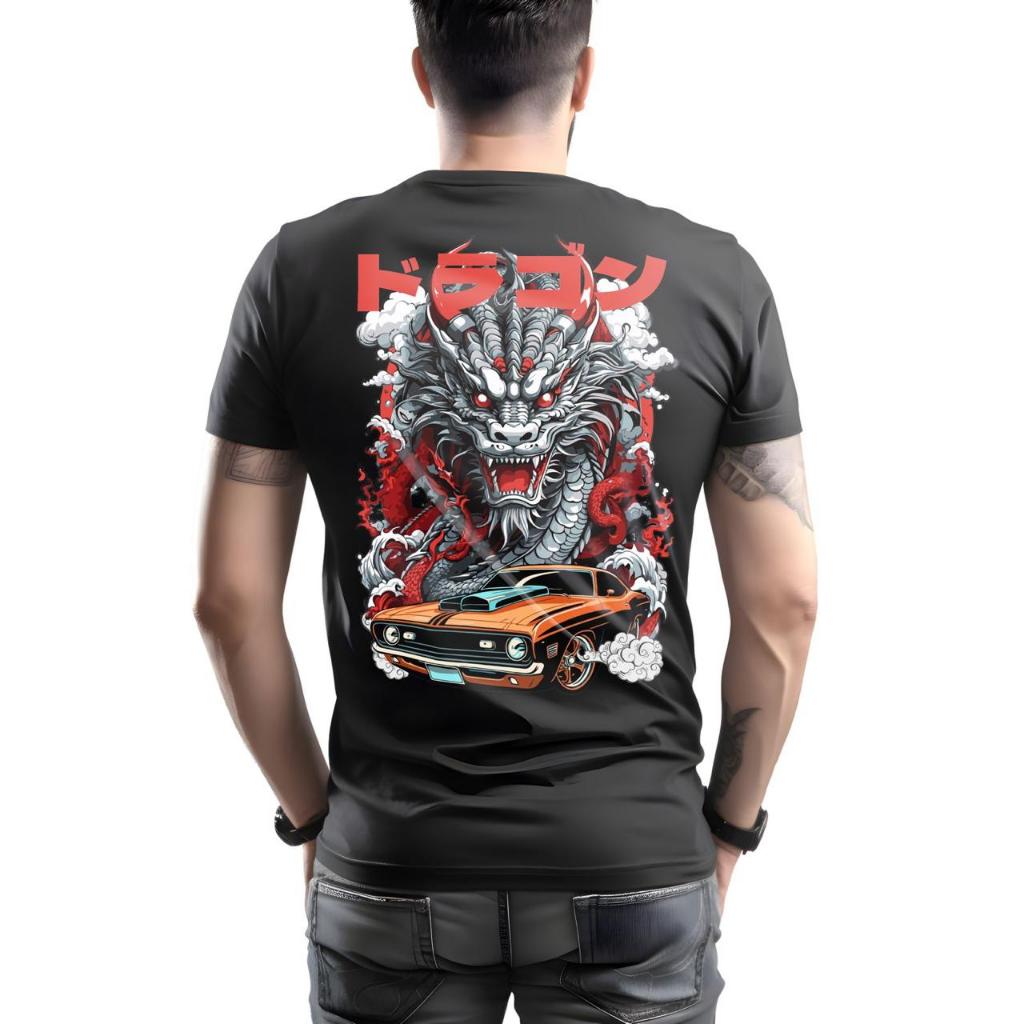 Kaos pria Tshirt motif naga / kaos sablon / kaos viral / Kaos Motif Naga / Kaos Pria Dewasa