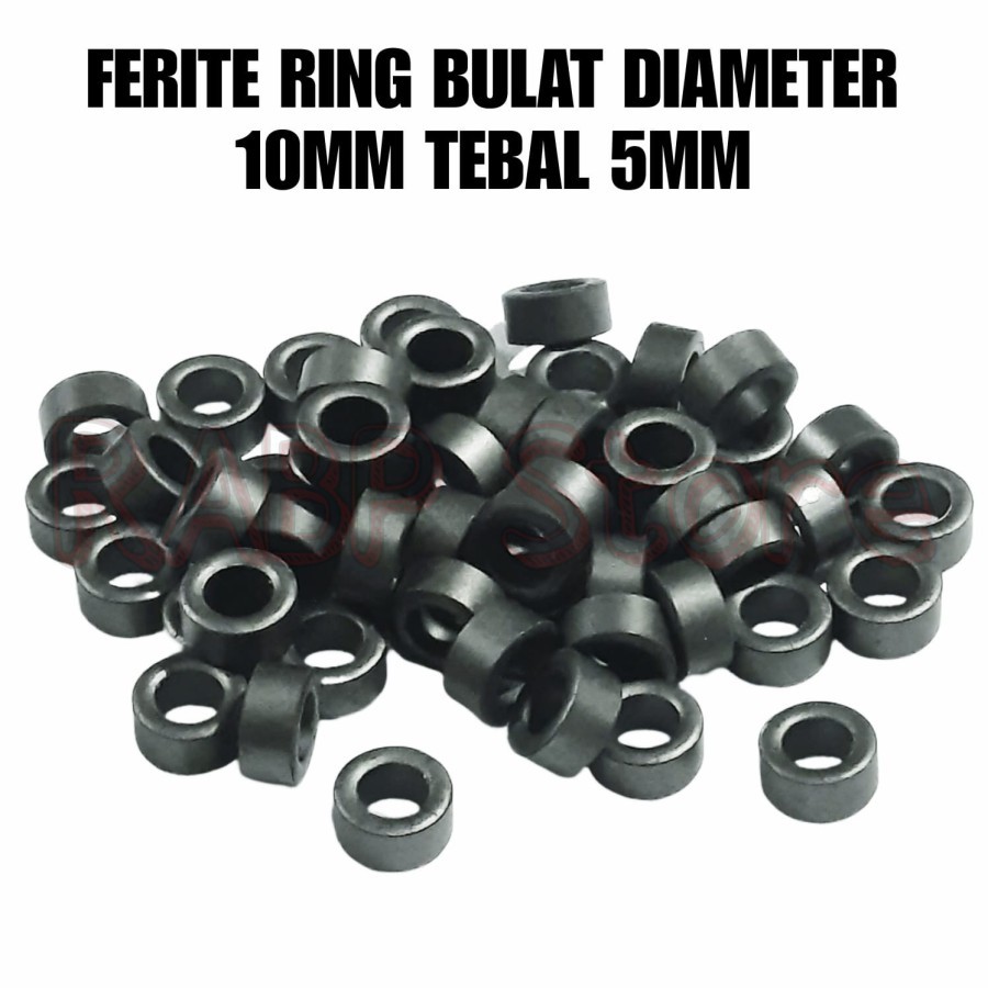 10X FERITE RING BULAT HITAM / TOROID FERITE DIAMETER 10MM TEBAL 5MM - DAPAT 10PCS FERITE RING BULAT